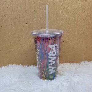 Wonder Woman 84 Movie Clear Plastic Cup with Lid and Straw